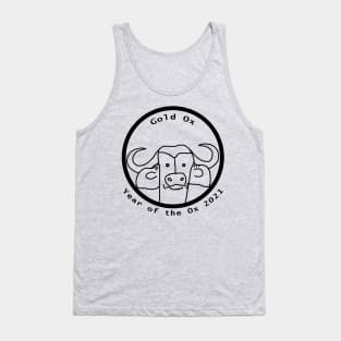 Year of the Gold Ox Face 2021 Outline Tank Top